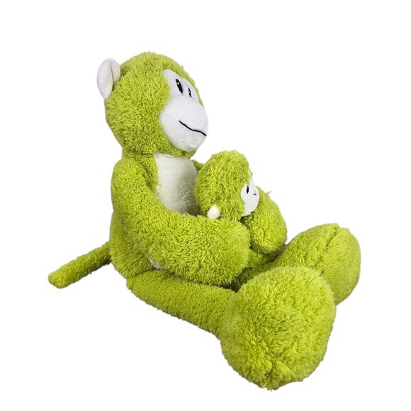 Set of 2 Pier 1 Imports Green Monkey Max Plush Ape Gorilla 21" & 10" - Picture 4 of 15